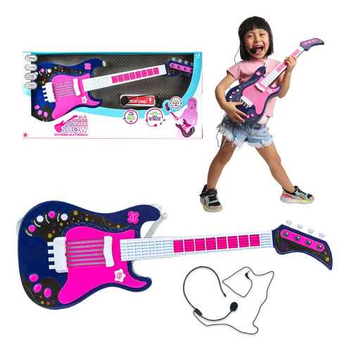 Guitarra Microfone Brinquedo Infantil - Presente Para Menina