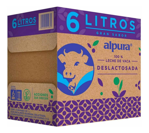 Leche Alpura Deslactosada Caja Con 6 De 1l C/u Envío Gratis