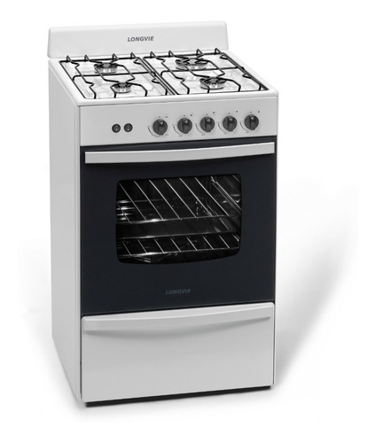 Imagen 1 de 3 de Cocina A Gas Longvie 12331b 56cm Blanca Cajón Parrilla