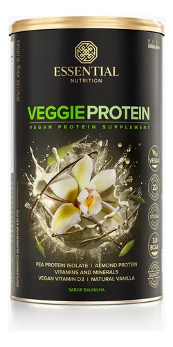 Veggie Protein Vanilla Essential Nutrition Vegano 450g Pó