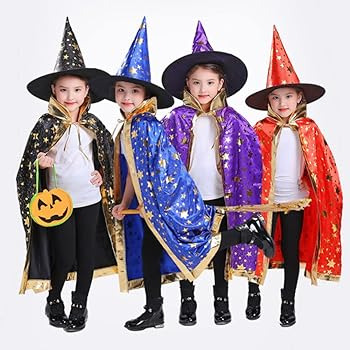 Capa Sombrero Halloween Brujas, Magos Para Niños Y Adultos 