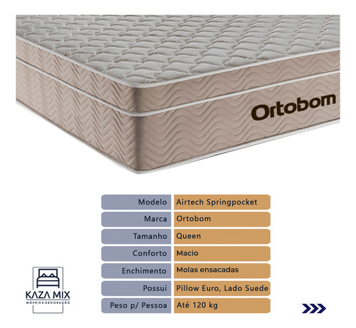 Cama Baú Cinza E Colchão Airtech Springpocket Queen Ortobom