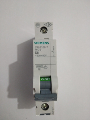 Interruptor Automatico Magnetotermico 1x6 Amp Siemens