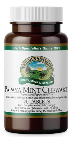 Nature's Sunshine Papaya Mint, 70 Tabletas Masticables | Men