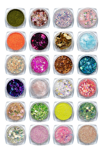 Kit 24 Enfeites Decorações De Unhas Glitter Encapsulamento