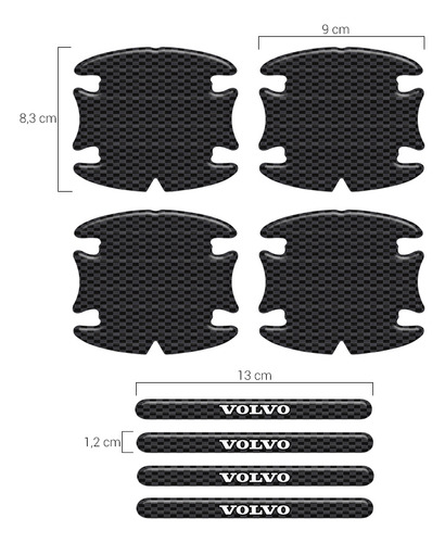 Adesivos Maçaneta P/ Volvo Carbono Preto Resinado Genérico