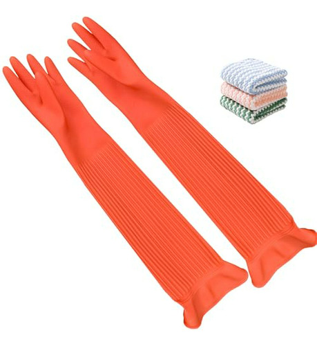 Guantes De Limpieza De Goma Reutilizables (l, Rojos)