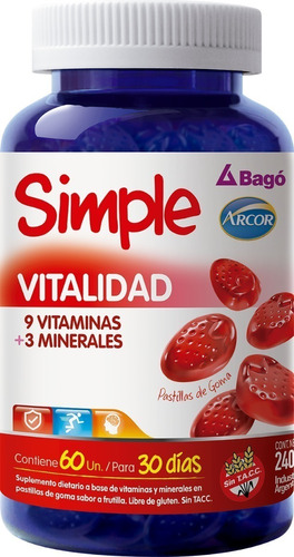 Simple Bago Vitalidad Minerales  Vitaminas 60 Pastillas Goma