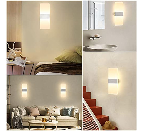 Lámpara De Pared Led 12w, Moderna, 2 Unidades, Blanco