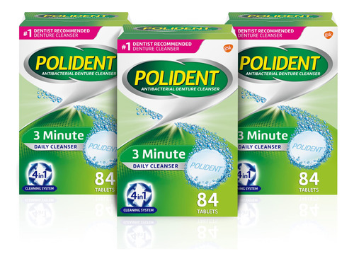 Polident 3 Minutos Triple Mint - Limpiador Antibacteriano De