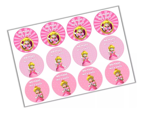 Etiquetas Imprimibles Editables Princesa Peach Souvenirs