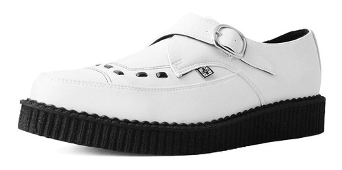 Creepers Puntiagudos De Hebilla Blanco Tuk A3018 Veganos Pun