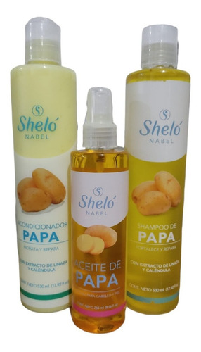 Kit Shampo Acondicionador Y Aceite De Papa Shelo Cabello