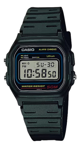 Reloj Casio W59 Clasico Vintage Negro Caucho Sumergible 50m Clásico Cronometro Alarma Luz Nocturna Ultraliviano 22 Gramos