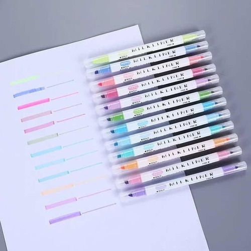 Imagen 3 de 7 de Pack X 12 Resaltadores Pastel Doble Punta