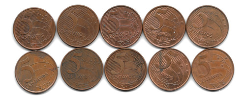 Brasil Lote De 10 Monedas De 5 Centavos Km 648 - 1998/2011