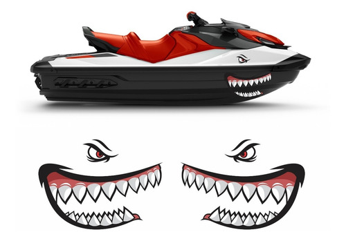 Adesivo Jet Ski Face Shark Boca Tubarão Personalizado Ad02