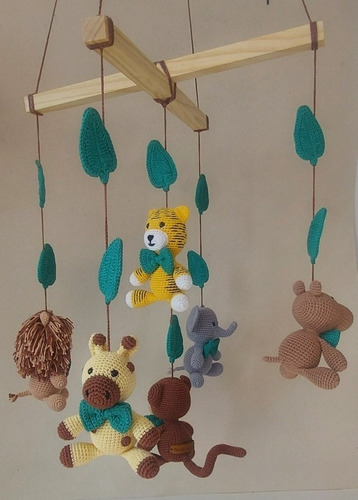 Mobile De Teto Safari Baby Em Amigurumi - Personalizado