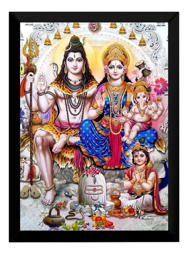 Cuadro Dios Shiva India Hinduismo 51x36 Marco Madera Vidrio