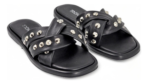 Sandalias De Mujer Zuecos Troncoso 050 Cuero Suave Negro