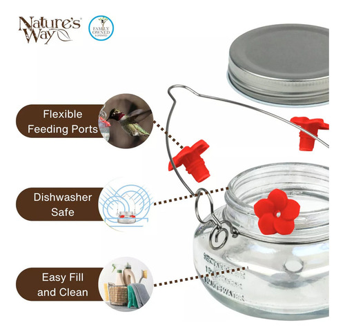 / Nature's Way Bird Products Mjf1 Mason Jar - Comedero Para