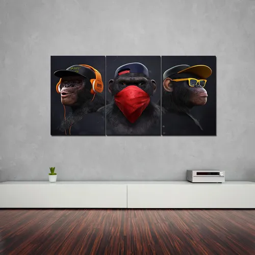 comprar Cuadro Tríptico Monos Sabios Deco