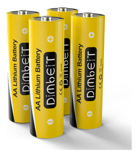 Dimbeit Bateria De Litio Aa De 3000 Mah, Paquete De 4 Bateri