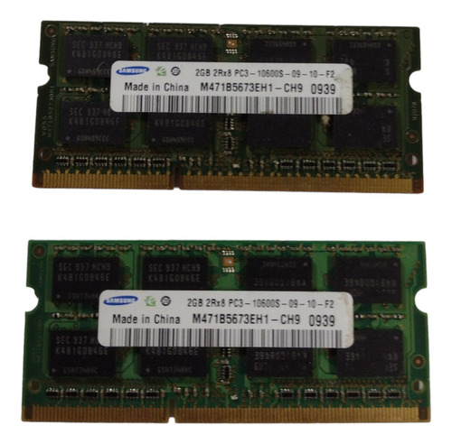 Kit 4gb (2x2gb) Memória Ddr3 Samsung Pc3-10600s Notebook (Usado)