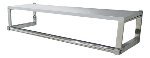 Arara De Parede 100cm Com Apoio Para Prateleira Inox Polido
