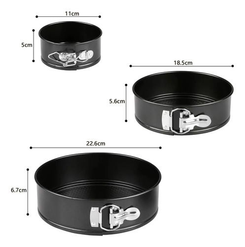 Conjunto De 3 Assadeiras Removíveis, 12/18/22cm
