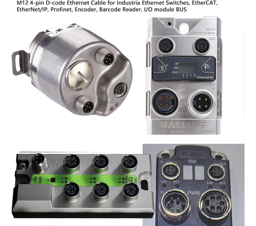 Conmutador Ethernet Profinet Ethernet/ip Ethercat, M12, 4 Pi