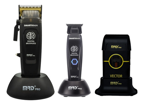 Set Clipper Trimmer Shaver Mrdpro Barber Smartbrain Negro Cs