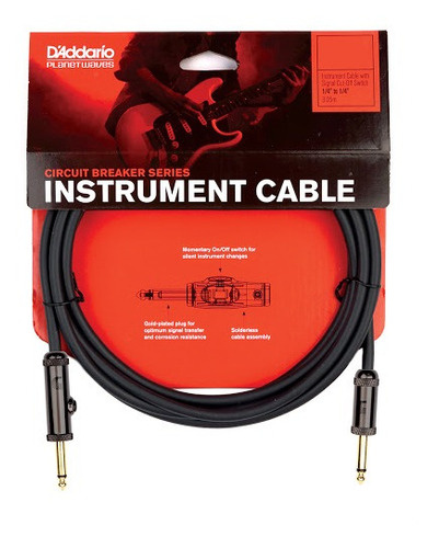 Cable Guitarra 6m Interruptor Recto Daddario Pw-ag-20