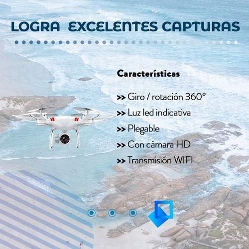 Imagen 6 de 10 de Drone Con Cámara Hd Negro Wifi Ultraliviano Con Giro 360°