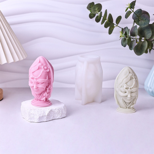Molde De Silicona Face Candle 3d Para Mujer, Forma De Estatu