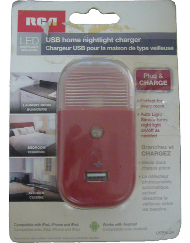 Cargador Usb Para El Hogar, Con Luz Nocturna Tipo Led.