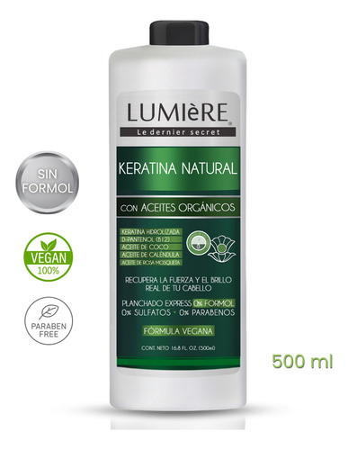 Alisado Nanoplastia Organico Sin Formol Alisa Y Nutre 500 Ml