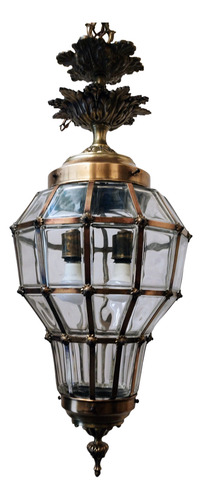 Antiguo Y Enorme Farol Versalles Burbuja Bronce Y Cristal (Usado)