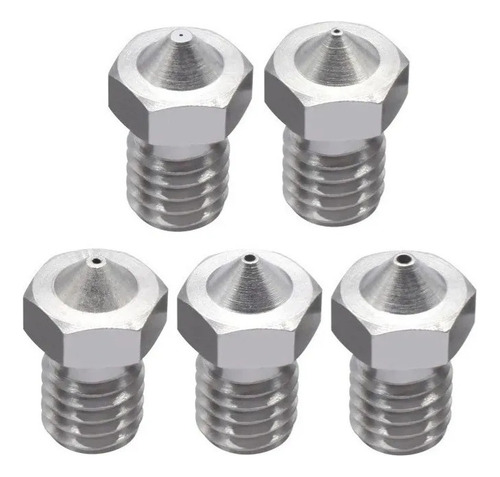 Kit 5 Un Bico V5 V6 M6 E3d Nozzle 1,75mm Impressora Inox