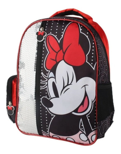 Mochila Escolar Minnie Mouse Disney Lentejuelas