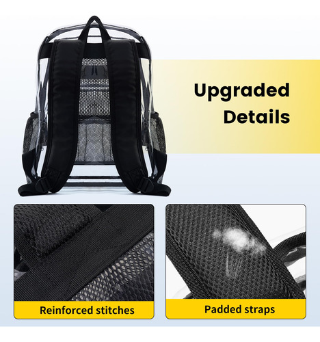 Mochila Vorspack De Pvc Transparente, Resistente, Negra