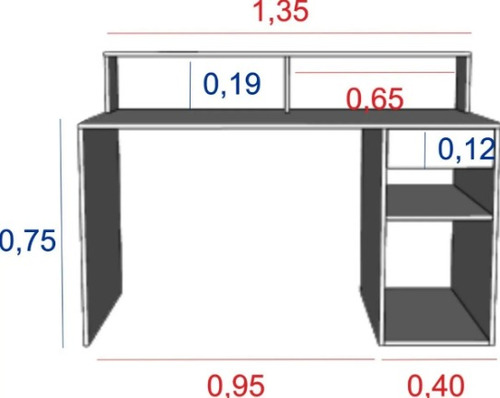 Imagen 4 de 4 de Mobilarg Escritorio Mesa Multifuncion Con Repisa 1 Cajon + Estante Pc Hogar Oficina Home Office Melamina Olmo Con Negro 135x60 Producto Nacional Articulo 3049