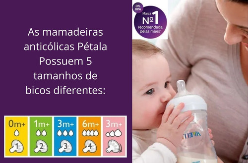 3 Mamadeira Avent Petala - Anticolica 100%original (dragão)