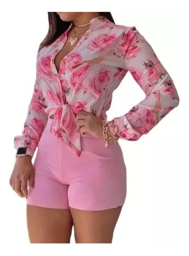 Conjunto De Camisa Y Pantalones Cortos Estampados