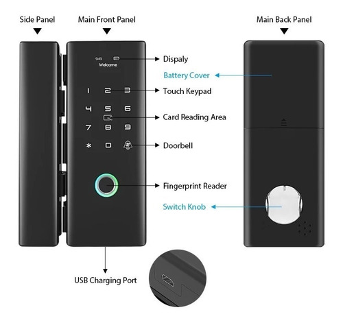 Cerradura Inteligente Wifi Puerta De Cristal App Smart Life