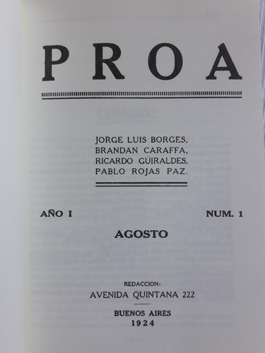 Imagen 6 de 7 de Proa Nº 1 Edicion Facsimil Borges Proa Nº 18