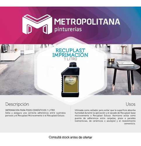 Recuplast Imprimación | Sellador Para Pisos Cementicios | 1l