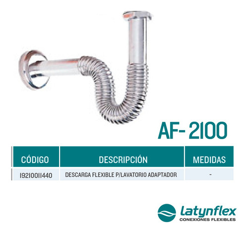 Sifon Flexible Para Lavatorio Cromado De 50cm 1-1/4 PuLG