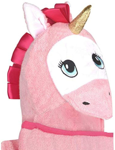 Unicornio De Bebe De Bambu Toalla Con Capucha Rosa