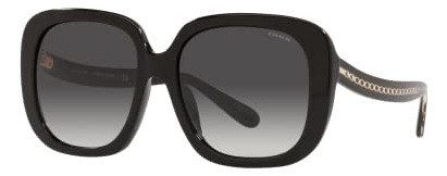 Coach Mujer Gafas De Sol Marco Negro, Lienzo Gris 4pdya